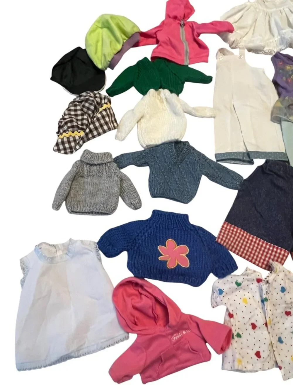 Vintage Teddy Bear Doll Clothes Lot Mixed Outfits Sweaters Hoodies Dresses Pants